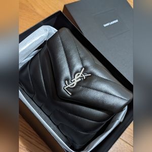 YSL Yves Saint Laurent Toy Loulou Black Silver Hardware